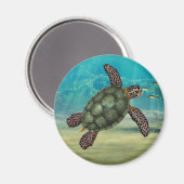 Aimant Tortue de mer ronde (Recto/Verso)