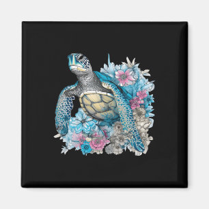 Aimant Tortue Fleur sauvage Amoureux des animaux Tortue