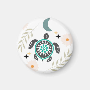 Aimant Tortue Florale Boho -Crescent Moon