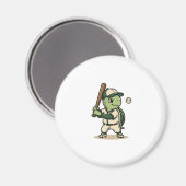 Aimant Tortue Mignonne Batteur de Baseball Art Vectoriel (Recto/Verso)