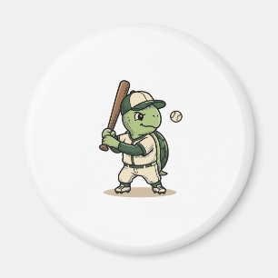 Aimant Tortue Mignonne Batteur de Baseball Art Vectoriel