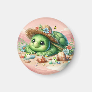 Aimant Tortue Ravissante se Faisant Bronzer sur la Plage