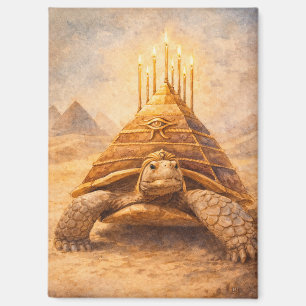 Aimant Tortue Sulcata gâteau d'anniversaire pyramide égyp