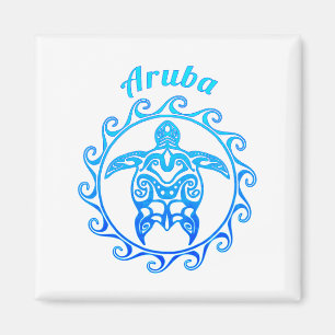 Aimant Tortue Tribale Bleue Aruba