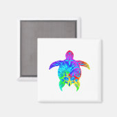 Aimant Tortue tribale colorée (Recto/Verso)