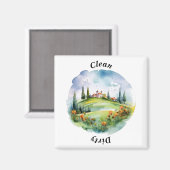 Aimant Toscane Campagne Aquarelle Nettoyer Lave-vaisselle (Recto/Verso)