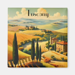 Aimant Toscane Campagne Vintage Texte Personnalisé
