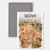 Aimant Toscane colorée Italie Aquarelle Vue (Recto/Verso)