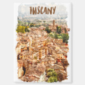 Aimant Toscane colorée Italie Aquarelle Vue (Recto)