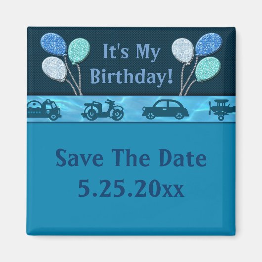 Aimant Total Birthday Boy in Blue Date de sauvegarde (Devant)