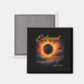 Aimant Total de l'éclipse solaire 2024 Sun Moon (Recto/Verso)