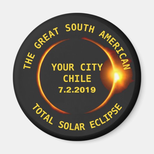 Aimant Total Éclipse solaire 2019 Chili Amérique du Sud (Devant)