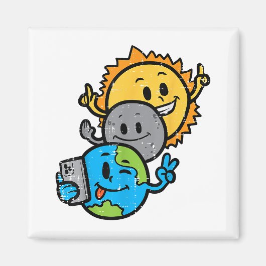 Aimant Total Éclipse Solaire 2024 Mignons Éclipse Solaire (Devant)