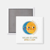 Aimant Total Éclipse Solaire 2024 Mignons Éclipse Solaire (Recto/Verso)