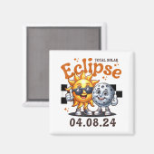 Aimant Total Éclipse Solaire 2024 Mignons Éclipse Solaire (Recto/Verso)