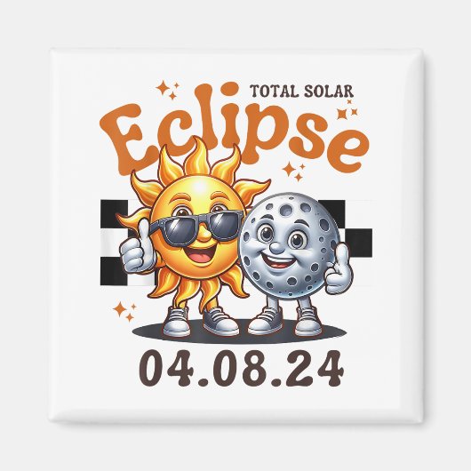 Aimant Total Éclipse Solaire 2024 Mignons Éclipse Solaire (Devant)