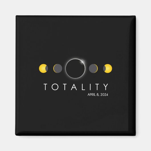 Aimant Total Éclipse Solaire 8 avril 2024 Phases Totalité (Devant)