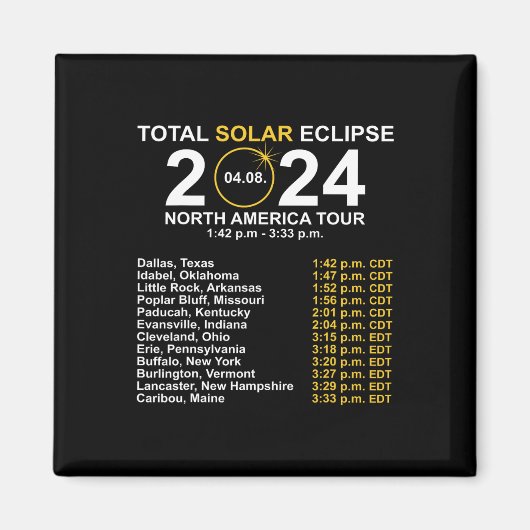 Aimant Total Éclipse Solaire 8 Avril Chemin De L'Éclipse (Devant)