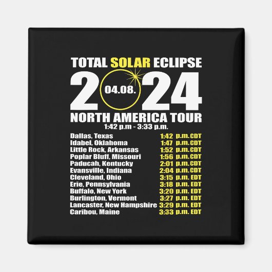 Aimant Total Éclipse Solaire 8 Avril Chemin De L'Éclipse (Devant)
