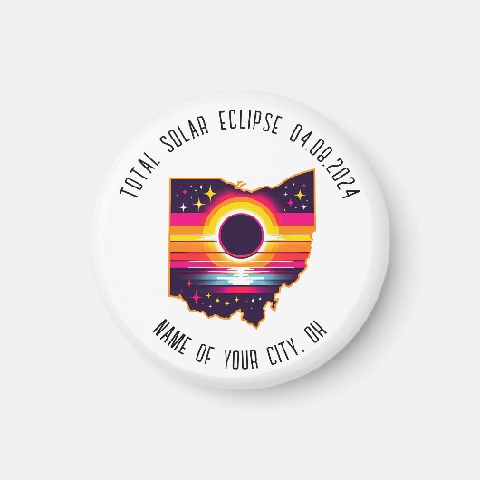 Aimant Total Solaire Eclipse 0408 2024 Ohio Custom City (Devant)