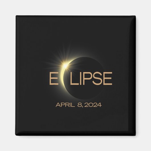 Aimant Total Solaire Eclipse 2024 Amérique (Devant)