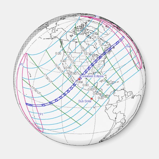 Aimant Total Solaire Eclipse 2024 Global Path (Devant)
