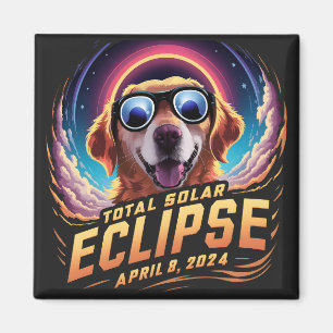 Aimant Total Solaire Eclipse 2024 Golden Retriever Lover