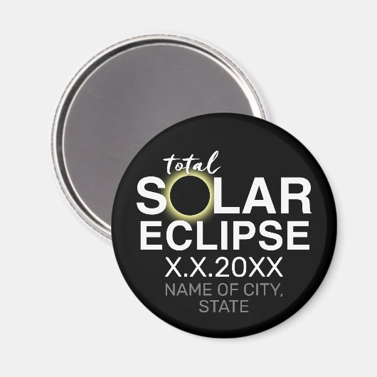 Aimant Total Solaire Eclipse - 2024 ou date personnalisée (Recto/Verso)