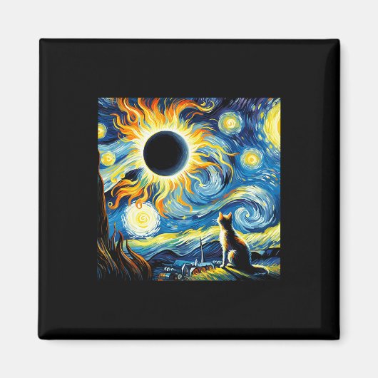 Aimant Total Solaire Eclipse 2024 Van Gogh Starry Night C (Devant)