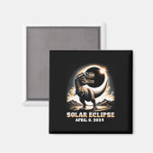 Aimant Total Solaire Eclipse Dinosaur Dino T-rex 8 avril (Recto/Verso)