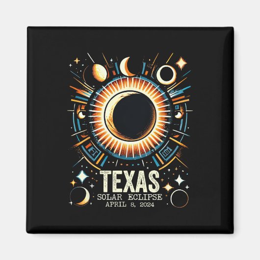 Aimant Total Solar Eclipse 2024 Texas 8 avril Mo Abstrait (Devant)