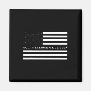 Aimant Total Solar Eclipse US American Flag 04.08.2024 À