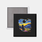 Aimant Totalité Solaire Eclipse 2024 Starry Night Van Gog (Recto/Verso)
