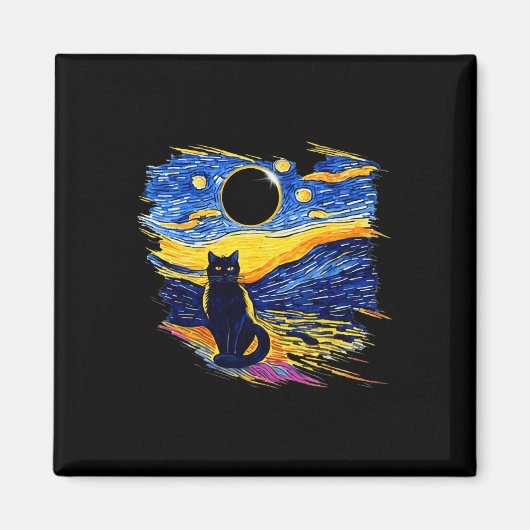 Aimant Totalité Solaire Eclipse 2024 Starry Night Van Gog (Devant)