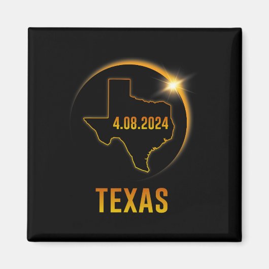 Aimant Totalité Solaire Eclipse Avril 8 2024 Texas (Devant)