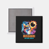 Aimant Totalité Total Solaire Eclipse 2024 Missouri Corgi (Recto/Verso)