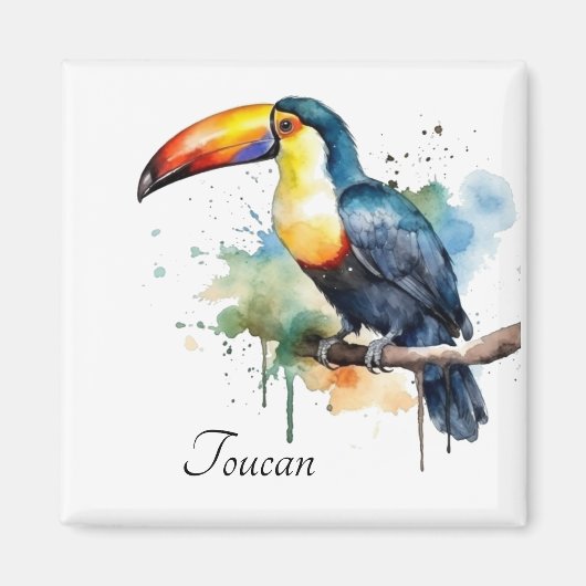 Aimant toucan coloré assis sur une branche (Devant)