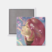 Aimant Touches arc-en-ciel en fleurs paisibles (Recto/Verso)