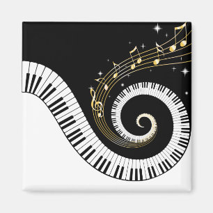 Aimant Touches de piano et notes de musique d'or