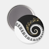 Aimant Touches de piano et notes de musique d'or (Recto/Verso)
