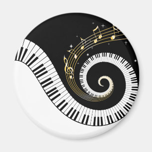 Aimant Touches de piano et notes de musique d'or