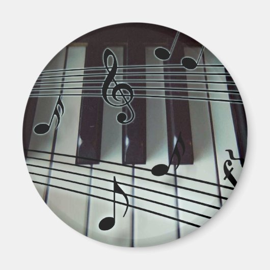 Aimant Touches de piano et notes musicales (Devant)