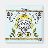 Aimant Toujours aller de l'avant Sunflower Folk Motif (Devant)