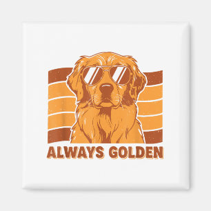 Aimant Toujours chien retriever doré de style rétro doré