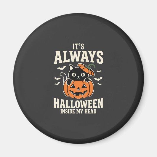 Aimant Toujours design de chat noir Halloween pumpkin (Devant)