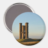 Aimant Tour Broadway dans l'aimant rond Cotswolds (Recto/Verso)