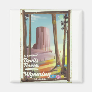 Aimant Tour Devils Tower, Wyoming vintage Camping impress