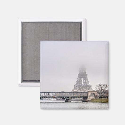 Aimant Tour Eiffel et pont Bir-hakeim par jour de brumes (Recto/Verso)