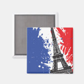 Aimant Tour Eiffel | Paris, France | Drapeau Grunge (Recto/Verso)