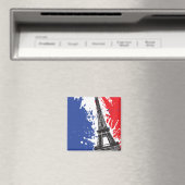Aimant Tour Eiffel | Paris, France | Drapeau Grunge (In Situ (Lave-vaisselle))